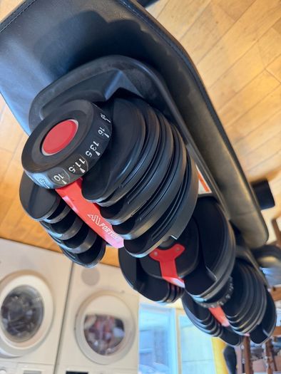 Adjustable dumbbells and bench