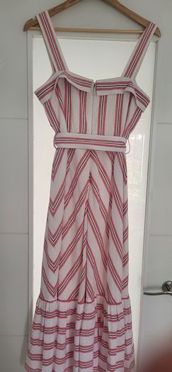 KARL LAGERFIELD Paris striped nautrical belted midi with gold tone button Sz 8 US (Fit 12UK) - Rrp 335 (New)