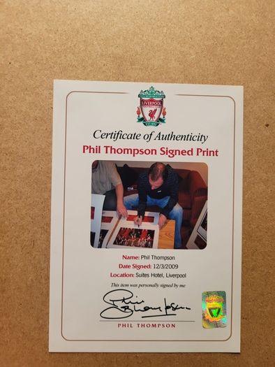 Large Framed & Signed Phil Thompson Liverpool FC Display (COA & Photo Proof) 100% Official Liverpool FC Authenticated with COA  and signing photo from 2009.