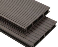 WPC Hollow Decking Boards with Accessories 20m(sqr) 2.2m Dark Brown