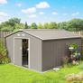New. Warm grey 13x11ft large metal storage shed (Free Delivery) Image 2