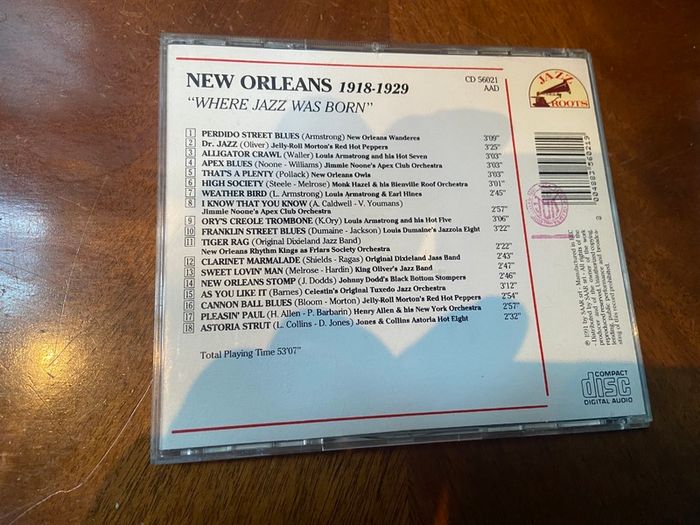 New Orleans 1918-1929 CD Where Jazz Was Born