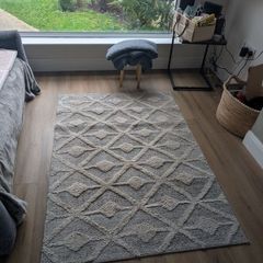 Scandi Grey Cream Tufted Hi Low Pile Rug Kukoon