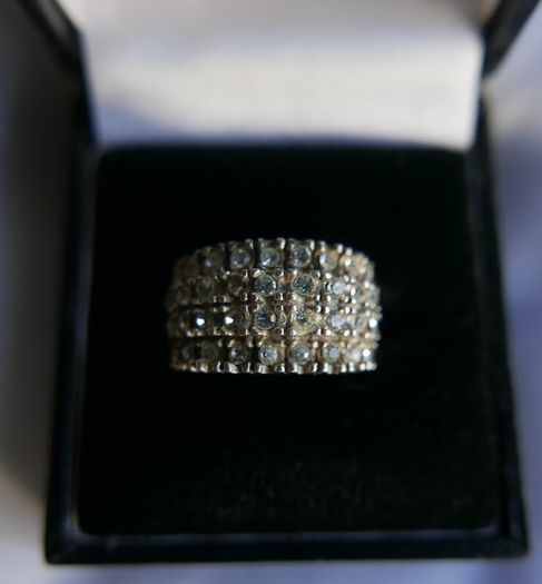 Vintage Sterling Silver 925 Lab Created Ice White Cubic Zirconia Cluster Ring size P - 4,95g