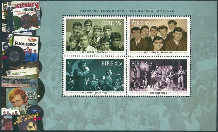 2010 Ireland Legendary Showbands (The Miami Showband, The Drifters Showband, The Royal Showband & The Freshman) Commemorative Stamps Miniature Sheet Mint Never Hinged (MNH)
