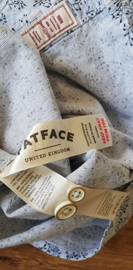 Fatface Mens pattern long sleeve Shirt light Grey 2XL size