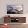 Floating TV Stand, 60" Wall Mount Entertainment Center with Adjustable Shelf & Sliding Doors, 2 Tiers Floating TV Shelf with Storage Cabinet for DVD Player, Cable Box Image 2