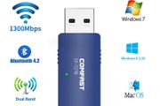 COMFAST Bluetooth+WiFi(1300Mbps) Dual Band (2.4G/5G) USB Adapter/Dongle+Hotspot - 2x2dbi Antennas (Brand New/Warranty)