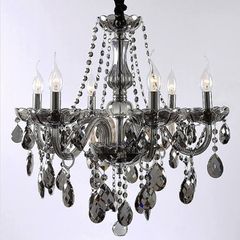 New Mindy Brown fine arts dark Brown chandelier new 2 clear cut glass shades and 2 pink glass shades