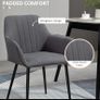 Mid-Century Dining Chairs Upholstered Linen Fabric Accent Chairs with Metal Legs, Set of 2, Dark Grey Image 5