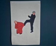 Fr Ted kicking Fr Brennan up the Arse