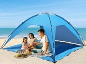 Beach Tent 4-6 Person, Portable Sun Shelter, Including Carry Bag and Tent Pegs, UV Protection Shade Cover for Beach, Garden, Camping