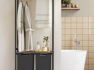 main image for ad Clothes  Rack laundry basket with coat rack 2 compartments