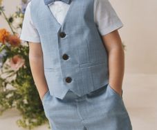 Next Blue Waistcoat, Shirt & Shorts Set 2-3 years