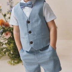 Next Blue Waistcoat, Shirt & Shorts Set 2-3 years