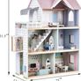 Wooden Dolls House, 2.6 Feet High with Elevator, Doorbell, Light 15 Pieces Furnitures and 3 Dolls, Toys Suitable for Girls Aged 3-7+, Birthday and Christmas Gift Image 4