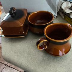 Vintage milk jug and sugar bowl set and butter dish - Kilrush Celtic Ennis - Irish pottery - made in the republic of Ireland