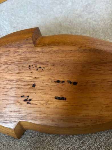 Vintage Hand Carved Wooden Fish Shaped Serving Bowl