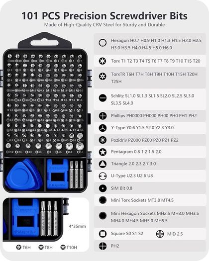 NEW SALE | Precision Screwdriver Set, DIY Repair Tool Kit with 101 Screw Driver Bits, TOPWAY 122 in 1 Mini Hand Work Electronic Repair Kit with Magnetic Mat