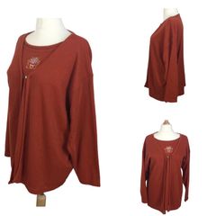 Ladies orange jersey combination top size 2XL Uk 28 includes postage
