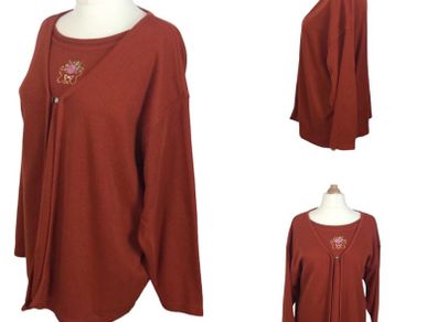 Ladies orange jersey combination top size 2XL Uk 28 includes postage
