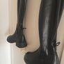 ladies new  over the knee black leather stretch boots Image 3