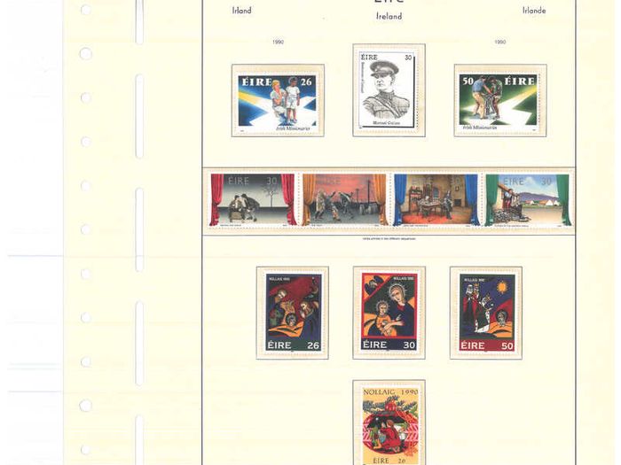 Collection. ireland 1985-1991 commemorative and definitive stamps on Lighthouse (Leuchtturm) pages 57-80 Mint Never Hinged (MNH). I note all commemorative stamps and definitive stamps including Irish Heritage & Treasures set.