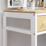 _Dressing Table with 3-Piece Folding Mirror, Steel Frame, Cosmetic Table with Stool, 3 Drawers, Natural White Image 4