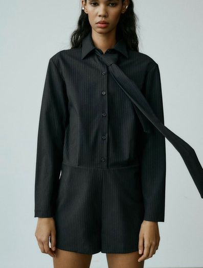 Zara pinstripe playsuit with matching tie reduced