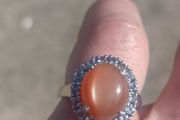 Stunning Sterling Silver Peach Moonstone Ring