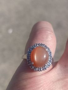 Stunning Sterling Silver Peach Moonstone Ring