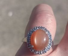 Stunning Sterling Silver Peach Moonstone Ring