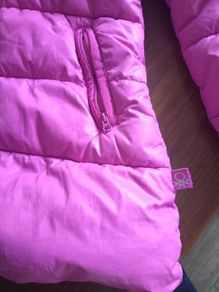 Benetton pink puffa coat, hooded, 10 yrs