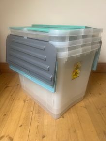 Three strong storages boxes of 100 litre size each