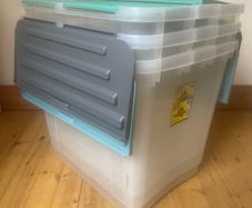 Three strong storages boxes of 100 litre size each