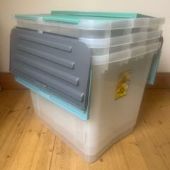 Three strong storages boxes of 100 litre size each