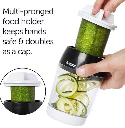Vegetable Slicer Spiralizer for Vegetables - 4 in 1 Vegetable Spiralizer Spiraliser Hand Held with Container - Spaghetti Zoodle Zucchini Noodle Maker Food Spiralizer Veg Spiralizer Vegetable Slicer (FREE POSTAGE)