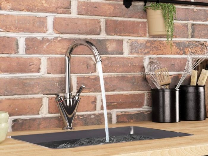 Kitchen Sink Mixer Taps Monobloc Swivel Spout Chrome Brass Dual Lever with Hoses (FREE POSTAGE)