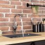Kitchen Sink Mixer Taps Monobloc Swivel Spout Chrome Brass Dual Lever with Hoses (FREE POSTAGE) Image 2