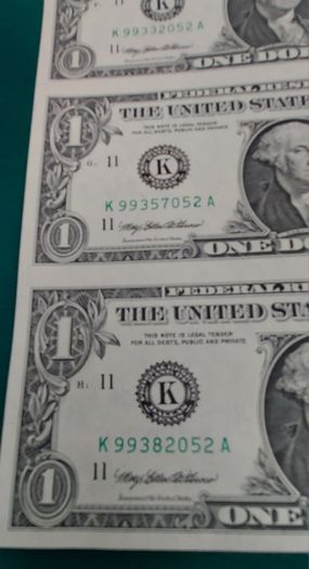 Usa 4X Sheet of  1 Dollar  1993 Series A   In Uncirculated Condition
