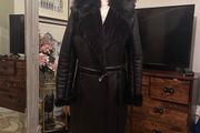 Stunning Leather/Faux Fur Coat/Jacket size 50