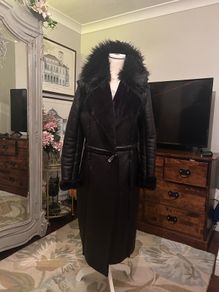Stunning Leather/Faux Fur Coat/Jacket size 50