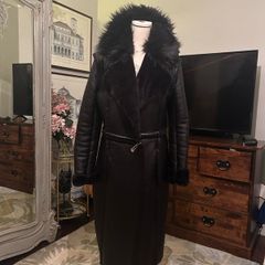 Stunning Leather/Faux Fur Coat/Jacket size 50