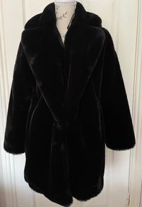 Zara Black Faux Fur Coat - Size M - Like New