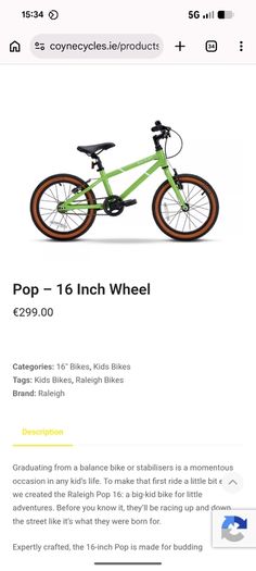 Children's 16" bike Raleigh bike