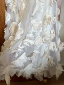 Tadashi Shoji Designer Wedding Bridal Dress White 3D Floral Gown XS