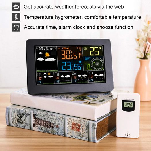 WiFi Weather Station APP Control Smart Weather Monitor Indoor Outdoor Temperature Humidity Barometric Wind Speed Functions