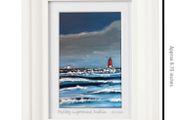 The Waves, Poolbeg Lighthouse, Dublin, A6 framed print by artist Helen Mathews