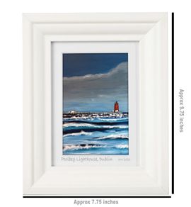 The Waves, Poolbeg Lighthouse, Dublin, A6 framed print by artist Helen Mathews