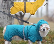 Small Dog Raincoat Waterproof Jacket with Hood & Collar Hole Transparent Brim